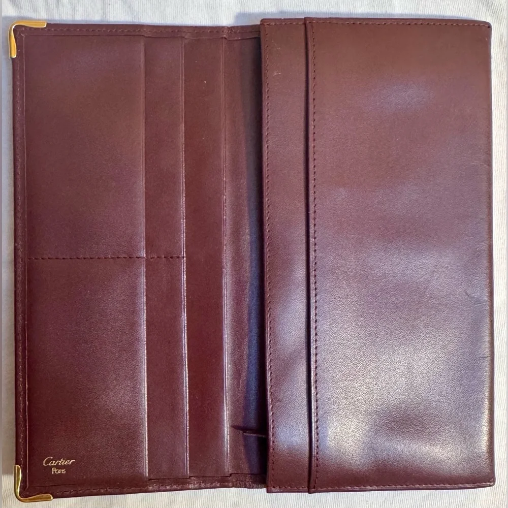 Vintage Cartier Must de Cartier Bordeaux Continental Wallet – Goldtone Corners
